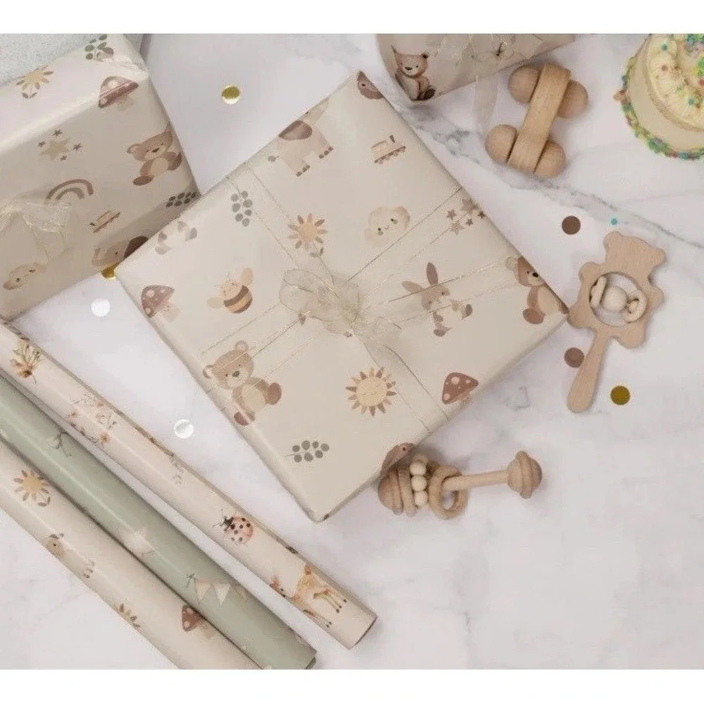 Beautiful‎ Gift Wrapping Paper Rolls for Baby Shower - Cute Set of 3